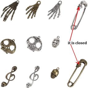 img 3 attached to DIY Assorted Color Antique Metal Steampunk Watch Gear Cog Wheel Skull Musical Note Charms: Crafting & Jewelry Making Accessory