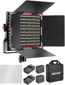 img 1 attached to 📸 Neewer 2-Pack Dimmable Bi-Color 660 LED Video Light Kit with Barndoor & Stand, 4-Pack 6600mAh Li-ion Batteries & Charger, Ideal for Photo Studio, YouTube Video Shooting (Red)