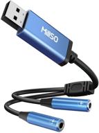 🎧 адаптер millso usb к двойное аудиогнездо 3,5 мм: сапфирово-синяя внешняя звуковая карта с разъемом trrs для наушников на разъеме 3,5 мм для пк, ноутбука, ps4, ps5 - 1 фут логотип