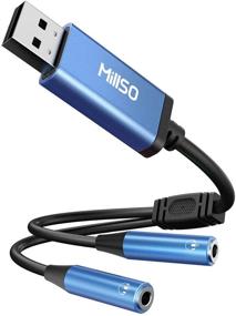 img 4 attached to 🎧 Адаптер MillSO USB к Двойное аудиогнездо 3,5 мм: Сапфирово-синяя внешняя звуковая карта с разъемом TRRS для наушников на разъеме 3,5 мм для ПК, ноутбука, PS4, PS5 - 1 фут