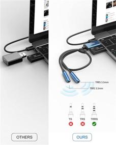 img 1 attached to 🎧 Адаптер MillSO USB к Двойное аудиогнездо 3,5 мм: Сапфирово-синяя внешняя звуковая карта с разъемом TRRS для наушников на разъеме 3,5 мм для ПК, ноутбука, PS4, PS5 - 1 фут