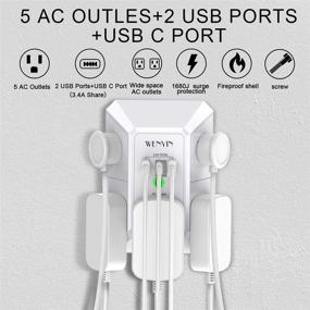 img 3 attached to Power up with our USB Wall Charger and Surge Protector - 5 Outlet Extender and 3 USB Ports, Perfect for Home, Travel and Office use!