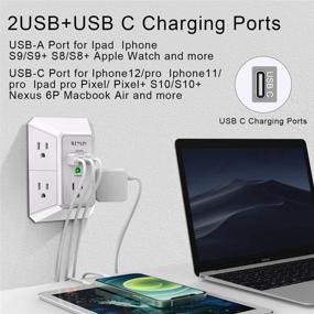 img 2 attached to Power up with our USB Wall Charger and Surge Protector - 5 Outlet Extender and 3 USB Ports, Perfect for Home, Travel and Office use!