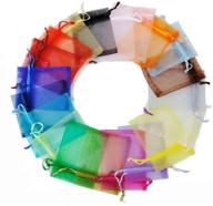 🌈 vibrant 100-piece rainbow organza bags: 6 * 9 inch drawstring favor bags in assorted colors logo