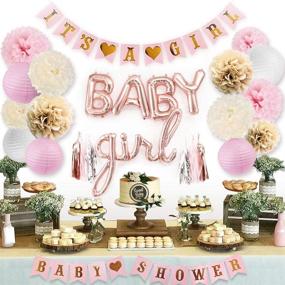 img 4 attached to 🎀 Optimized Pink Baby Shower Decorations for Girl by Sweet Baby Co. - It's A Girl Banner, Baby Girl Letter Balloons, Flower Pom Poms, Paper Lanterns, Tassels (Rose Gold, Pink, Ivory, White Sprinkle Set)