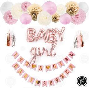 img 3 attached to 🎀 Optimized Pink Baby Shower Decorations for Girl by Sweet Baby Co. - It's A Girl Banner, Baby Girl Letter Balloons, Flower Pom Poms, Paper Lanterns, Tassels (Rose Gold, Pink, Ivory, White Sprinkle Set)