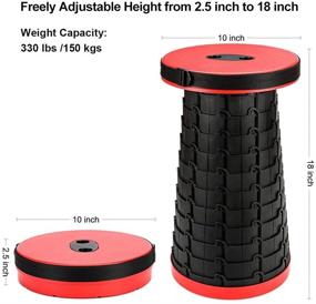 img 3 attached to 🪑 DAAOHABY Retractable Folding Stool Portable - Lightweight Telescopic Foldable Stools Collapsible Plastic Seat for Camping, Fishing, Hiking, Trekking & More 330lbs (Red)