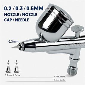 img 1 attached to 🎨 Gohelper Dual-Action Airbrush Kit with 0.2mm, 0.3mm, 0.5mm Nozzles, Cleaning Kit, for Painting, Models, Cake Decorating, Nail Art, Makeup, Shoes, Clothes, Cookies, Crafts