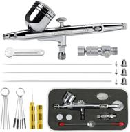 🎨 gohelper dual-action airbrush kit with 0.2mm, 0.3mm, 0.5mm nozzles, cleaning kit, for painting, models, cake decorating, nail art, makeup, shoes, clothes, cookies, crafts logo
