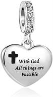 💎 sbi jewelry love heart charm: cross holy bible dangle engraved matthew 19:26 - perfect women's pendant for bracelets logo