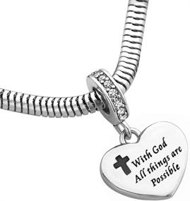 img 2 attached to 💎 SBI Jewelry Love Heart Charm: Cross Holy Bible Dangle Engraved Matthew 19:26 - Perfect Women's Pendant for Bracelets