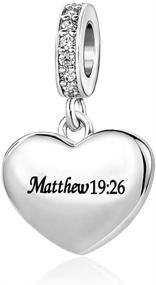 img 3 attached to 💎 SBI Jewelry Love Heart Charm: Cross Holy Bible Dangle Engraved Matthew 19:26 - Perfect Women's Pendant for Bracelets