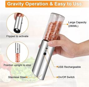 img 1 attached to 🎁 Convenient Rechargeable Electric Salt and Pepper Grinder Mill Set with USB Charge, One-Hand Operation, and Built-in Light - Perfect Christmas Gift!