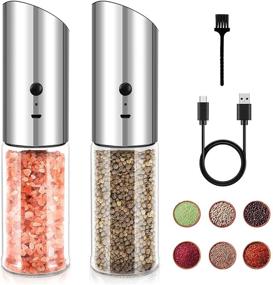 img 4 attached to 🎁 Convenient Rechargeable Electric Salt and Pepper Grinder Mill Set with USB Charge, One-Hand Operation, and Built-in Light - Perfect Christmas Gift!