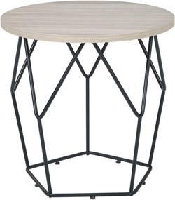 img 2 attached to 🪑 Ashley Waylowe Round End Table: Stylish Light Brown/Black Signature Design