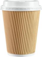 ☕ [50 packs - 12 oz.] insulated ripple paper hot coffee cups with lids - ideal for seo logo