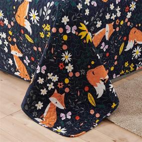 img 2 attached to 🌸 Colorful Flower Blue Orange Fox Quilt: Twin Size Bedspread Set with Soft Cartoon Forest Animals - Lightweight, Bedding Coverlet Including Pillow Shams