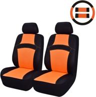 🌈 car pass rainbow cool universal fit front car seat cover - 100% breathable with 5mm composite sponge interior, airbag compatible (9pcs, sport orange) logo