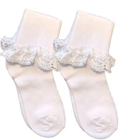 img 1 attached to Country Kids Girls' Simple Lace Socks - Pack of 2