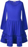 mirawise girls long sleeve ruffle twirly dresses: stylish cotton fancy sundresses for ages 4-13 logo