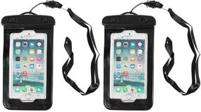 img 2 attached to 📱 2-Pack Universal Waterproof Phone Case - Durable Luminous Dry Bag Pouch up to 6" with Neck Strap for Smartphone