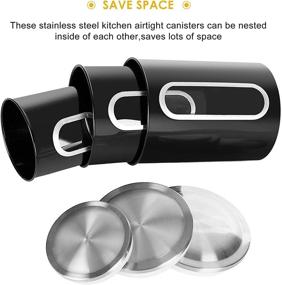 img 2 attached to 🥣 Fortune Candy Stainless Steel Canister Sets: Anti-Fingerprint Lid, Visible Window for Cereal Storage (Set of 3, Black)