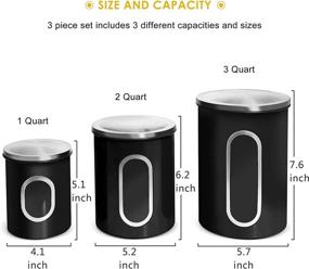 img 3 attached to 🥣 Fortune Candy Stainless Steel Canister Sets: Anti-Fingerprint Lid, Visible Window for Cereal Storage (Set of 3, Black)