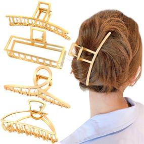 img 4 attached to 💇 Non-slip Big Gold Hair Claw Clips for Thick Hair - AIBEE 4pcs Large Metal Hair Clamps for Women and Girls, Strong Hold Hair Clips for Thick Hair