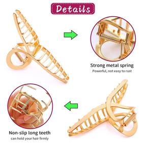 img 2 attached to 💇 Non-slip Big Gold Hair Claw Clips for Thick Hair - AIBEE 4pcs Large Metal Hair Clamps for Women and Girls, Strong Hold Hair Clips for Thick Hair