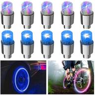 ficbox 10pcs led car wheel lights flash tyre wheel valve cap light for car trucks motorcycle bike (multicolor blue) logo