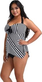 img 2 attached to Women's Plus Size Tankini Two Piece 👙 Bathing Suits Swimwear Patchwork Open Back Printed by FULLFITALL