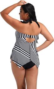 img 3 attached to Women's Plus Size Tankini Two Piece 👙 Bathing Suits Swimwear Patchwork Open Back Printed by FULLFITALL