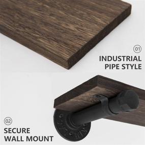 img 1 attached to 🏡 Rustic Farmhouse Floating Shelves: Industrial Pipe Brackets for Stylish Wall Mounted Wood Shelving Storage - Set of 2