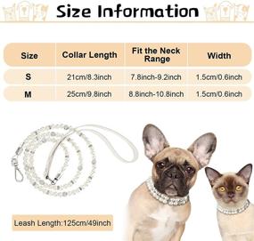 img 3 attached to 🐶 Dog Artificial Pearl Collars Leash Set - 2 Rows Pearls Pet Necklace and PU Leather Pearl Leash with Crystal Rhinestone Imitated Pearl Neck Strap for Dogs and Cats