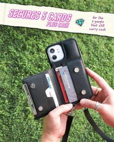 img 3 attached to 💃 Smartish iPhone 12/12 Pro Crossbody Case - Dancing Queen [Purse/Clutch] With Detachable Strap, Card Holder - Stiletto Black-Silver