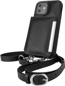 img 4 attached to 💃 Smartish iPhone 12/12 Pro Crossbody Case - Dancing Queen [Purse/Clutch] With Detachable Strap, Card Holder - Stiletto Black-Silver