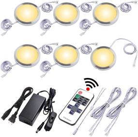 img 4 attached to Lvyinyin Under Cabinet Lighting Kit: Dimmable Wireless RF LED Control for Kitchen Counter 🔆 - 6 Linkable Puck Lights, AC120V to DC12V Adapter - Hardwired/Wall Plug - Warm White Illumination