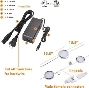 img 3 attached to Lvyinyin Under Cabinet Lighting Kit: Dimmable Wireless RF LED Control for Kitchen Counter 🔆 - 6 Linkable Puck Lights, AC120V to DC12V Adapter - Hardwired/Wall Plug - Warm White Illumination