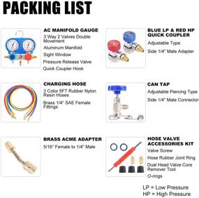 img 3 attached to JIFETOR 3-Way AC Manifold Gauge Set for HVAC Diagnostic Freon Charging, Auto & Household 🌡️ R22 R134A R404A R410A Refrigerant, with 5FT Hose, Adjustable Quick Coupler, Can Tap, and R410A Adapter