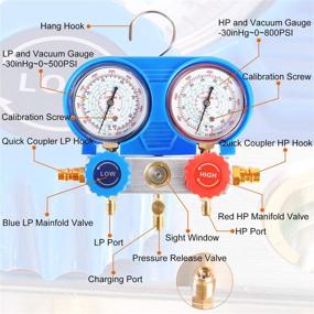 img 2 attached to JIFETOR 3-Way AC Manifold Gauge Set for HVAC Diagnostic Freon Charging, Auto & Household 🌡️ R22 R134A R404A R410A Refrigerant, with 5FT Hose, Adjustable Quick Coupler, Can Tap, and R410A Adapter