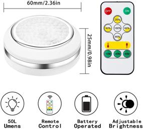 img 3 attached to Efficient LED Puck Lights: Wireless Remote Control, Under Cabinet & Closet Lighting, Battery Powered, Touch Night Lights (6 Pack)