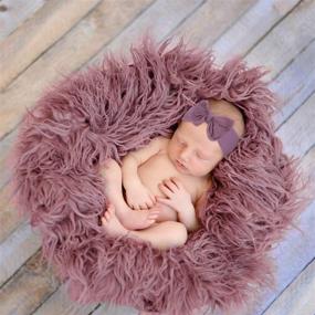 img 2 attached to Fascigirl 3PCS Newborn Photography Props: Toddler Photo Blankets, Headband, and Shaggy Area Rug Set - Multi-Purpose Swaddle Wrap and Photography Mat for Babies (Purple)