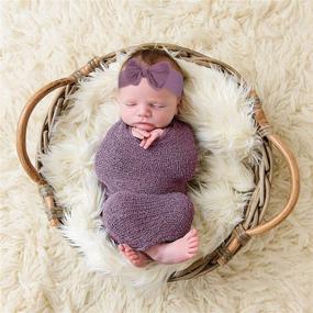 img 1 attached to Fascigirl 3PCS Newborn Photography Props: Toddler Photo Blankets, Headband, and Shaggy Area Rug Set - Multi-Purpose Swaddle Wrap and Photography Mat for Babies (Purple)