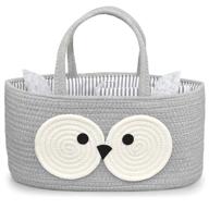 🦉 cute owl diaper caddy organizer - 100% cotton rope canvas - portable toy storage for changing table, nursery decor for baby boy and girl logo