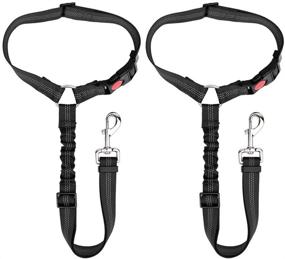 img 4 attached to 🐾 Slowton Reflective Pet Car Seatbelt, 2 Pack Dog Seat Belt Headrest Restraint – Adjustable Puppy Safety Belt Elastic Bungee Connects with Harness for Travel & Daily Vehicle Use