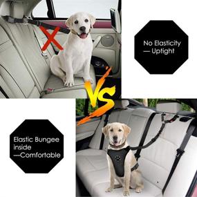 img 3 attached to 🐾 Slowton Reflective Pet Car Seatbelt, 2 Pack Dog Seat Belt Headrest Restraint – Adjustable Puppy Safety Belt Elastic Bungee Connects with Harness for Travel & Daily Vehicle Use