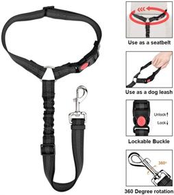 img 2 attached to 🐾 Slowton Reflective Pet Car Seatbelt, 2 Pack Dog Seat Belt Headrest Restraint – Adjustable Puppy Safety Belt Elastic Bungee Connects with Harness for Travel & Daily Vehicle Use