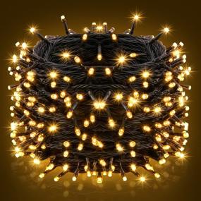 img 4 attached to 🔋 Battery Operated Christmas Lights, ilikable 300-LED Outdoor String Lights 131ft, Waterproof Holiday Lights for Christmas Party Home Courtyard Fairy Lights - Warm White, 8 Modes