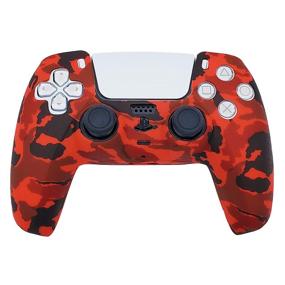 img 4 attached to Enhance Gaming Experience: PS5 Silicone Gel Grip Controller Cover Skin Protector (Red Camo) - Compatible for Sony Playstation 5, Accessories, Wireless Controller Protector Covers