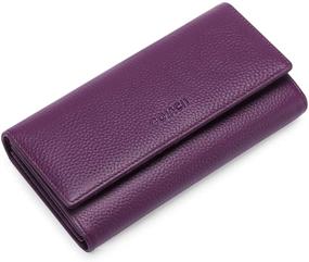 img 4 attached to 👛 Genuine Leather Women's Wallet with RFID Blocking - Stylish & Spacious Clutch Purses for Ladies
